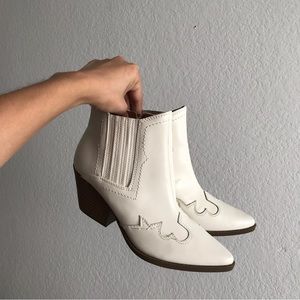 Ivory western ankle boots